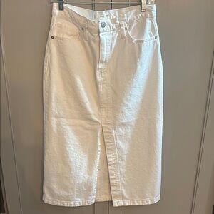 Mango White Midi Denim Skirt sz M